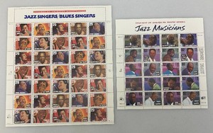 Group Of Misc. Collectible Jazz Musicians 29 and 32 Cent US Stamp Sheets