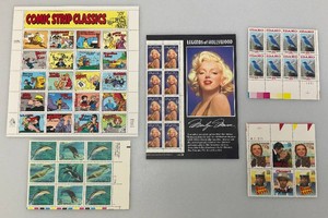 Group Of Misc. Collectible 25 & 32 Cent US Stamp Sheets Including MARILYN MONROE And More