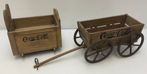 Vintage Collectible Coca-Cola Franklin Heirloom Items Including Wooden Wagon And Cradle