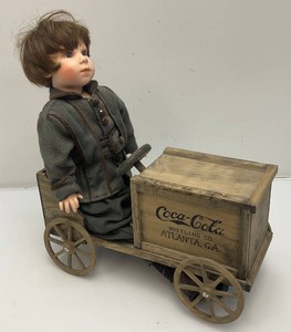 Collectible Coca-Cola Franklin Heirloom Dolls Limited Edition Kirby With Wooden Car