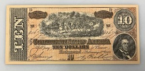 1864 CONFEDERATE States Of America Civil War Ten Dollar Note REPRODUCTION