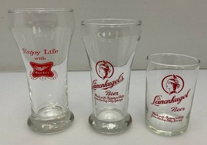1950s Collectible Beer Glasses Including Leinenkugel (Old Logo) And Miller