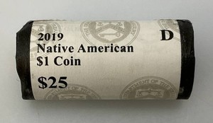 2019 Denver Mint Sacagawea Dollar Coins $25.00 Roll