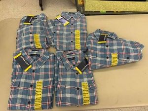 5 New Mens Size Medium Blue Plaid Shirts