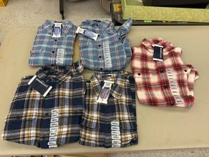 5 New Mens Size Small Plaid Shirts