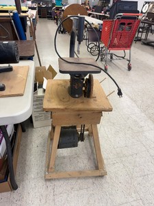 Scroll Saw Mounted on Custom Wood Stand