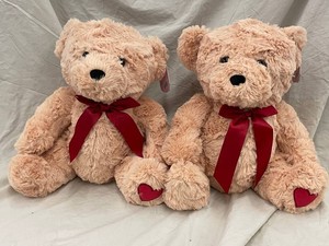 Plush Teddy Bears With Heart Paws (Lot of 2)