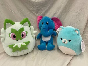 Squishmallows Pokemon Sprigatito, Belinda & Blue Elephant Plush (Lot of 3)