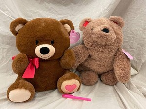 Plush Bear Pair With Ribbon & Heart Paw