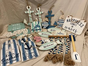 28 - Mixed Lot Coastal Home Decor Signs and Hanging Ornaments