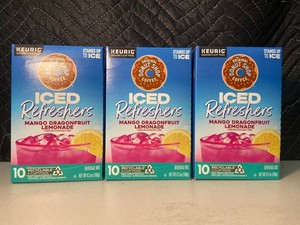 Keurig Donut Shop Iced Refreshers Mango Dragonfruit Lemonade K-cup Pods (Lot of 3)