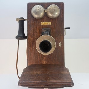 Antique 1910s Western Electric 317 Oak Wall Telephone - Complete with Internal Parts