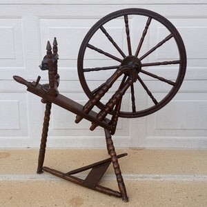 Antique 19th Century Wooden Saxony Spinning Wheel  Working Condition