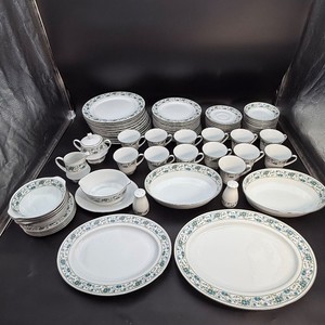 Vintage Noritake Sue #2157 Fine China Dinnerware Set - Platinum Trim Made in Japan
