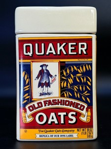 Vintage Quaker Oats Ceramic Cookie Jar  Replica 1896 Label Advertising Canister