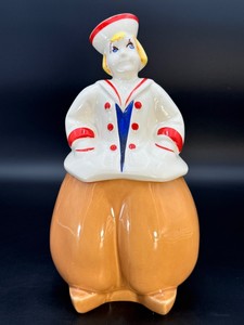 Vintage 1940s Pottery Guild Happy Jack Dutch Sailor Boy Ceramic Cookie Jar  Excellent Condition