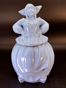 Vintage 1940s Cronin Pottery Guild Blue Ceramic Dutch Girl Cookie Jar