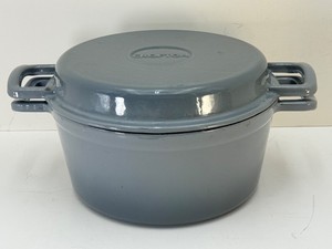 Crofton 4.5 Quart Enameled Cast Iron 2-in-1 Dutch Oven with Grill Pan Lid  Gray