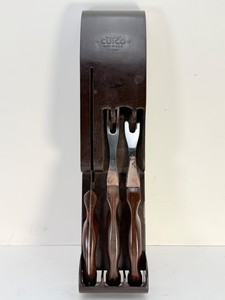 Vintage Cutco 4-Piece Carving Set with Brown Wall Mount Caddy - Models 1023, 1026, 1027