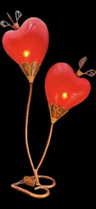 RARE Vintage 1990s Pop Art Double Heart Table Lamp Novelty Red Glass Hearts Mood Light Y2K Aesthetic