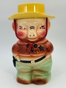 Vintage 1950s RRP Co. Roseville Ohio Ceramic Sheriff Pig Cookie Jar No. 363