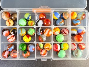 Curated 45-Piece Vintage Machine-Made Marble Collection  Multi-Brand Mid-Century American Glass Assortment
