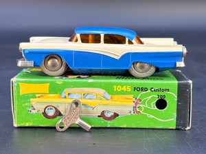 MINT Late 50s60s Schuco Micro Racer 1045 Ford Custom 300 Wind-Up Toy Car  100% Complete with Original Box, Key &amp Paperwork
