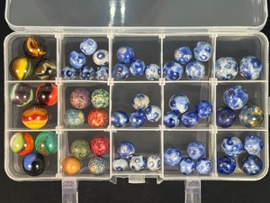 Lot of 56 Antique &amp Vintage Marbles 39 Cobalt Blue Bennington, 8 Civil War Clay, 9 Glass Swirls