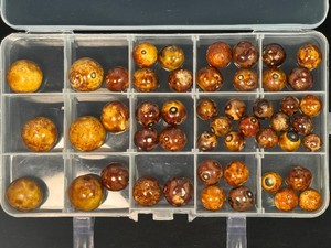 Lot of 49 Antique 19th Century Bennington Clay Marbles  Rare Mixed-Size Salt-Glazed Stoneware Collection