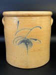 Antique Red Wing 4-Gallon Salt Glaze Stoneware Crock, Cobalt "Bee Sting" / Lazy 8