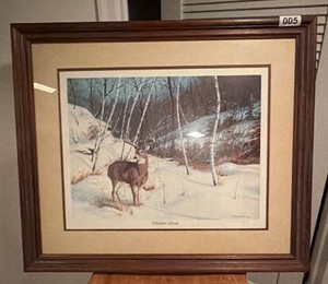 Custom framed Whitetail Haven, Dorothy Behringer hand signed and hand numbered 68450  30 x 25 custom framed