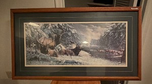 Custom framed artwork mooseelk 43 x 23 custom framed
