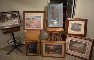 Lot of 7 custom framed artwork pieces various sizes