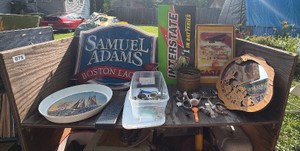 Mixed Lot Samuel Adams Boston Lager Sign, Schlitz Beer Tray, Interstate Batteries Sign & 20 Watches