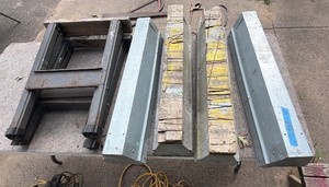 Vintage EBCO St. Louis Concrete Form CornersStakes  Set of 4 Galvanized Steel & Wood Forms