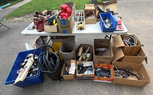 Huge Garage Cleanout Lot  Plumbing Fittings, Electrical CordsCables, Hardware, Tools & Misc. SuppliesMega Mixed Lot PVCPipe Fittings, Power Cords, Hand Tools, Garage Door Hardware & More