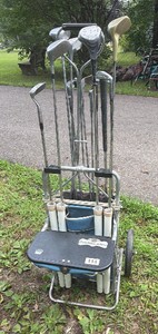 Golf Club Set with Bag CartTrolley  Assorted Irons, Woods & Putter