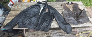 Leather Jacket & Leather Vest Lot  Teamsters Jacket  Mens Outerwear Minnesota teamsters local 638