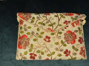 Unbranded Floral Embroidered Beaded Strap Evening Clutch Purse