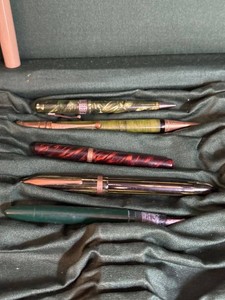 Vintage Pen & Pencil Lot with 1912 Silver Chest Wooden Dovetail Desk Box Mixed Makers