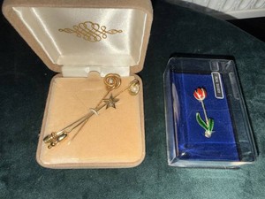 Vintage Stick Pin & Enamel Tulip Brooch Jewelry Lot Unbranded