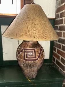 Southwestern Pottery Style Table Lamp With Textured Shade 26in