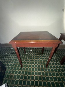 Chinoiserie Style Painted Top Accent End Table Bamboo Form Legs