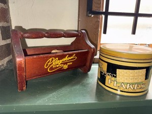 Vintage Playskool Sewing Box & Southern Flakes Tin Decor Lot