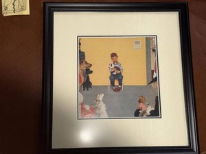 Framed Norman Rockwell Waiting for the Vet Post Cover Print 1952