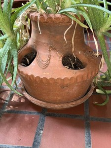 Vintage Terracotta Strawberry Planter Pot With Saucer Multi Pocket