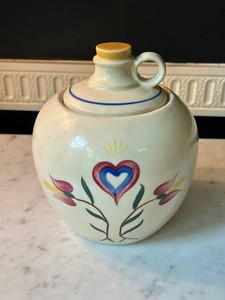 Vintage Hand-Painted Ceramic Covered Jar