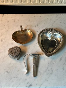 Vintage Heart Shaped Silver Plate Serving Pieces Mixed Lot