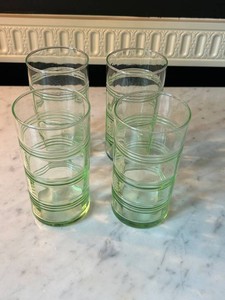 Green Glass Tumblers Set of 4