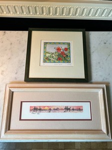 Liz Bishop Summer Poppies & Paul Brent Desert Landscape Framed Prints (Lot of 2)